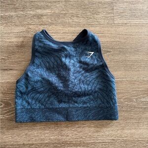 Blue Patterned Gymshark Crop Top